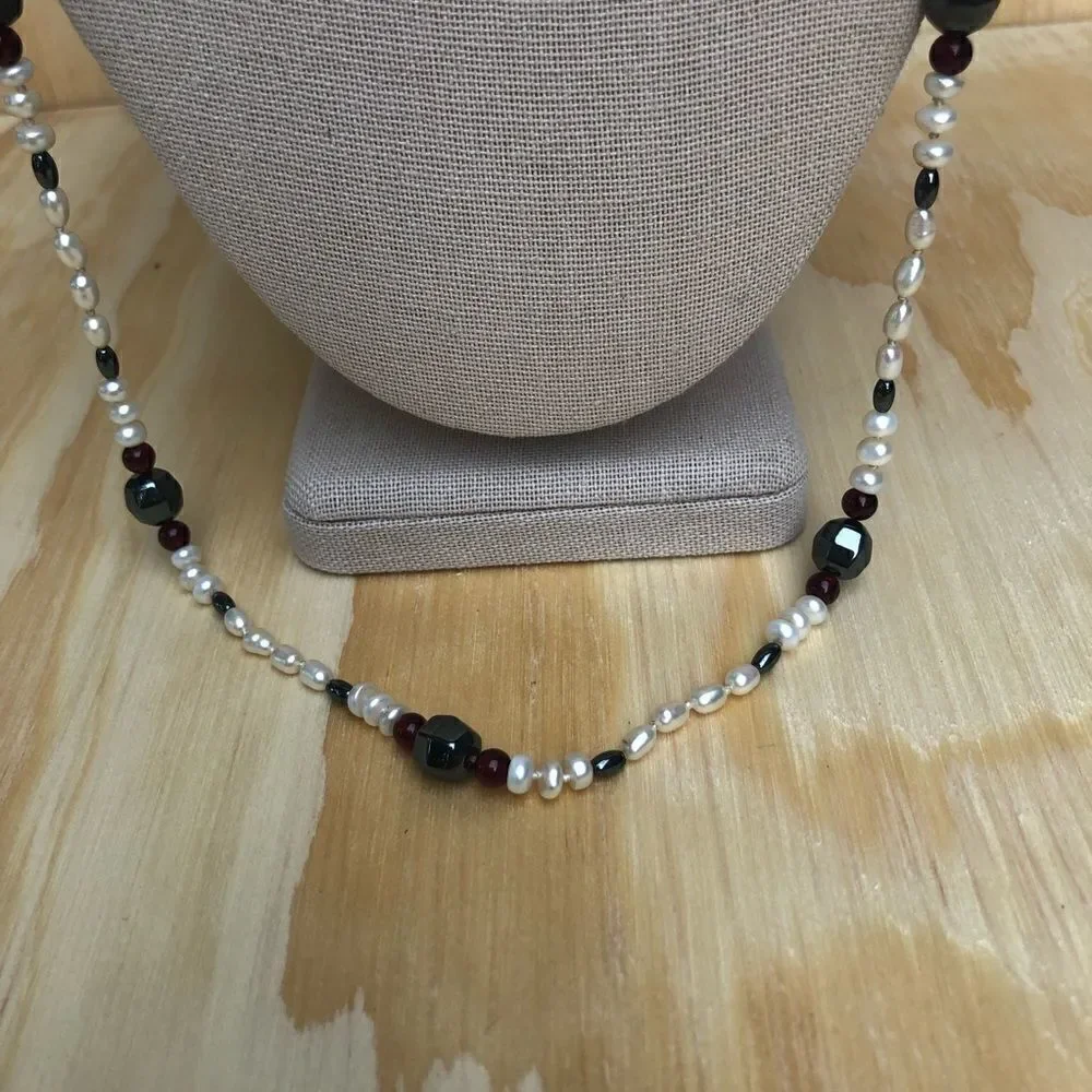 Black Onyx And Freshwater Pearl Necklace